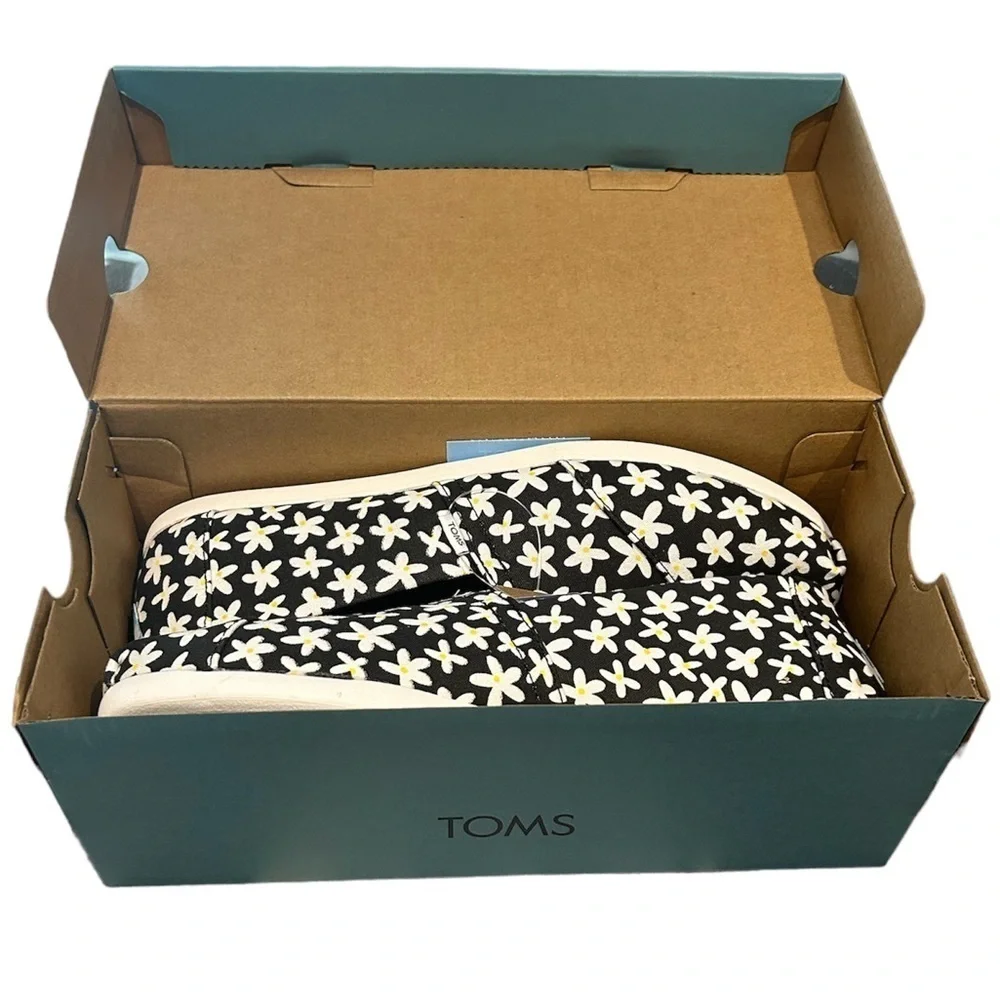 TOMS Women’s Alpargata Black Sun Daisies Shoes - Size 8